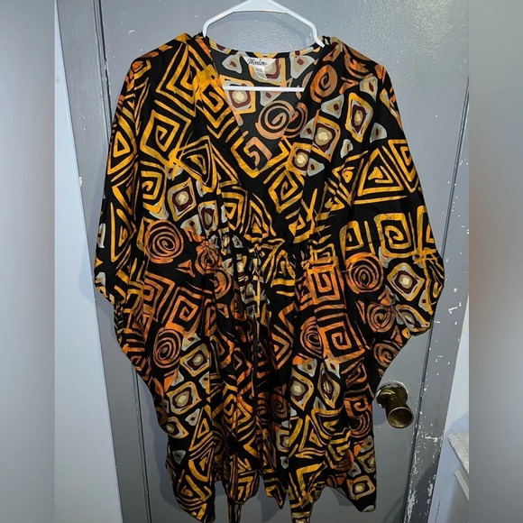 WINLAN tunic top in black and orange “one size fits most” - Picture 1 of 5